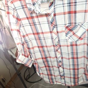 Plaid Button Down Shirt - Red and Blue
